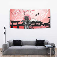Personalised Japan Samurai Warrior Tapestry Japanese Cherry Blossom Polynesian Pattern - Wonder Print Shop