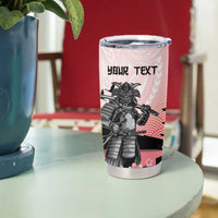 Personalised Japan Samurai Warrior Tumbler Cup Japanese Cherry Blossom Polynesian Pattern - Wonder Print Shop