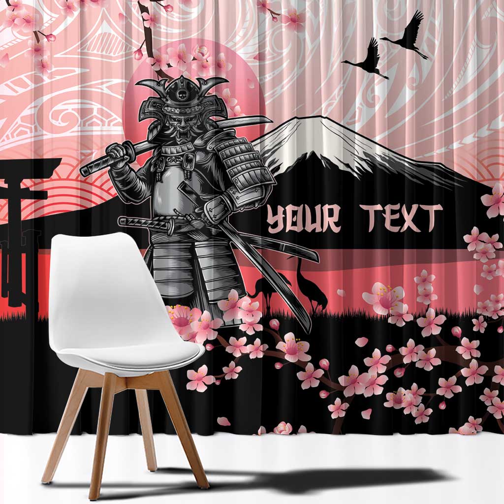 Personalised Japan Samurai Warrior Window Curtain Japanese Cherry Blossom Polynesian Pattern - Wonder Print Shop