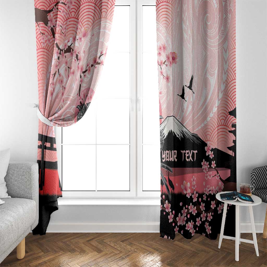 Personalised Japan Samurai Warrior Window Curtain Japanese Cherry Blossom Polynesian Pattern - Wonder Print Shop