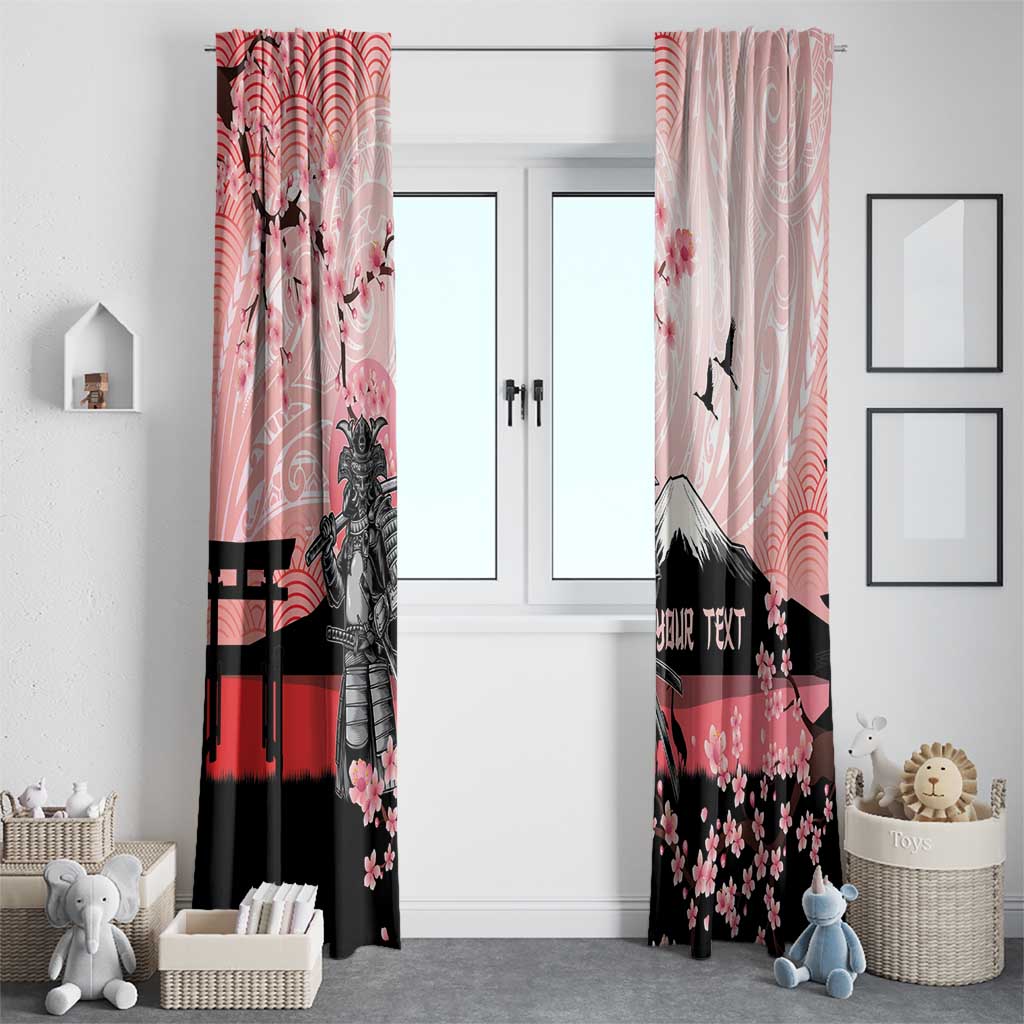 Personalised Japan Samurai Warrior Window Curtain Japanese Cherry Blossom Polynesian Pattern - Wonder Print Shop
