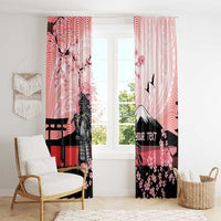 Personalised Japan Samurai Warrior Window Curtain Japanese Cherry Blossom Polynesian Pattern - Wonder Print Shop