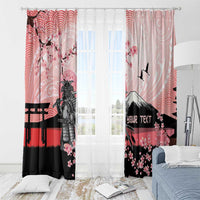 Personalised Japan Samurai Warrior Window Curtain Japanese Cherry Blossom Polynesian Pattern - Wonder Print Shop