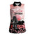 Personalised Japan Samurai Warrior Women Sleeveless Polo Shirt Japanese Cherry Blossom Polynesian Pattern - Wonder Print Shop