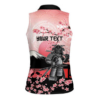 Personalised Japan Samurai Warrior Women Sleeveless Polo Shirt Japanese Cherry Blossom Polynesian Pattern - Wonder Print Shop