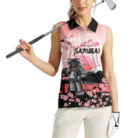 Personalised Japan Samurai Warrior Women Sleeveless Polo Shirt Japanese Cherry Blossom Polynesian Pattern - Wonder Print Shop