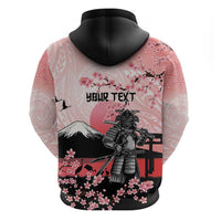 Personalised Japan Samurai Warrior Zip Hoodie Japanese Cherry Blossom Polynesian Pattern - Wonder Print Shop