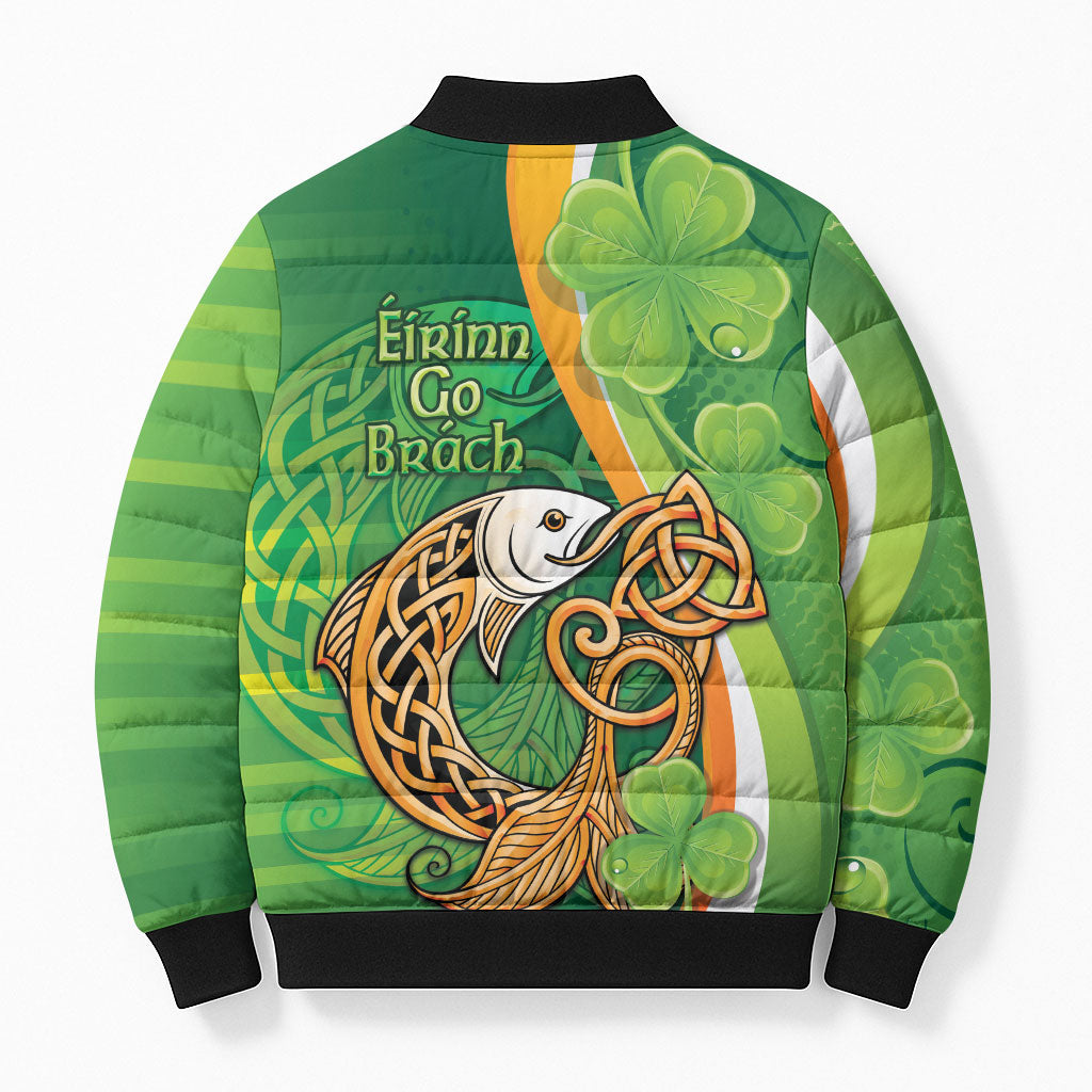 Salmon of Knowledge Ireland Bomber Puffer Jacket Celtic Mythology An Bradan Feasa