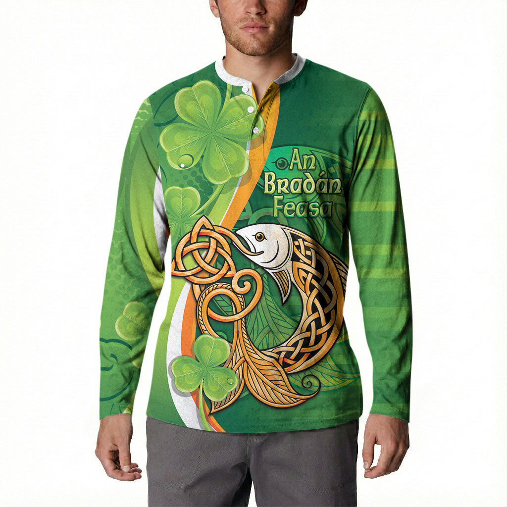 Salmon of Knowledge Ireland Button Sweatshirt Celtic Mythology An Bradan Feasa