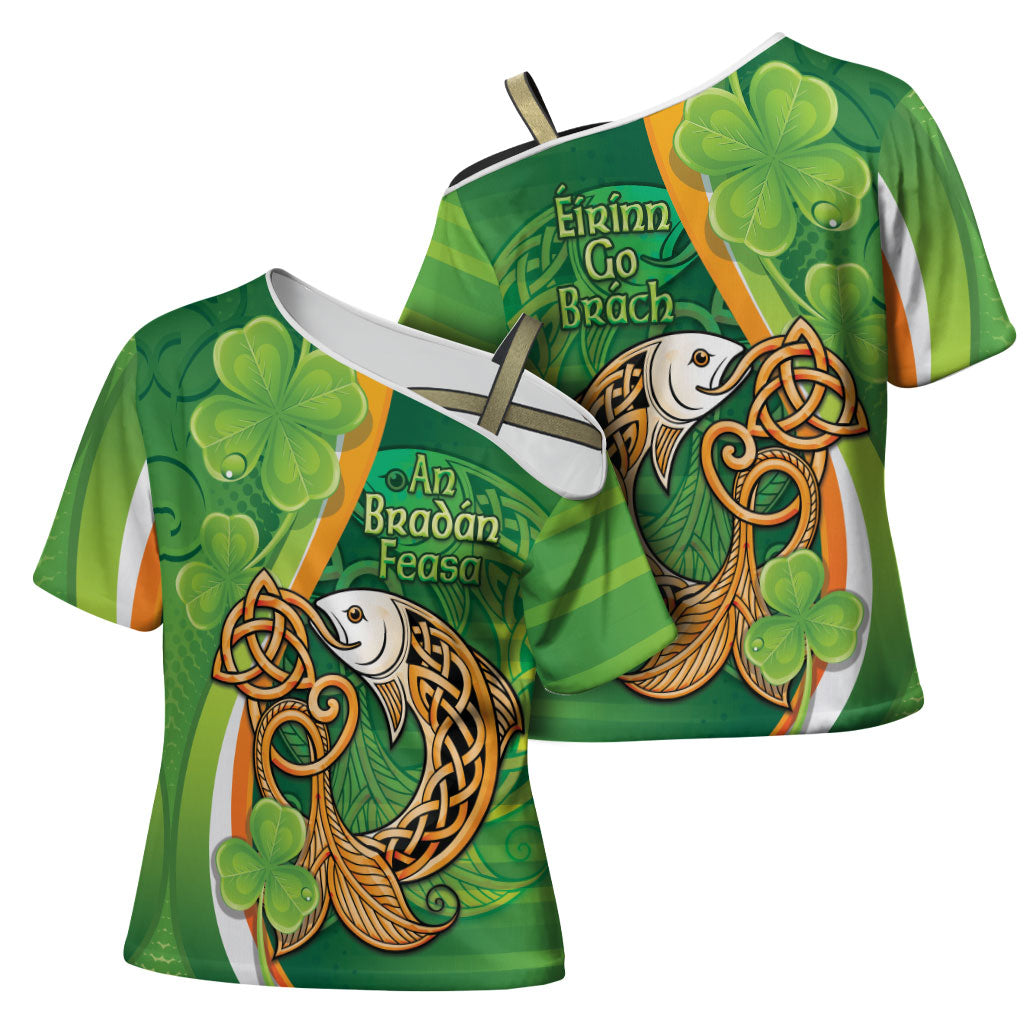 Salmon of Knowledge Ireland Cross Shoulder Shirt Celtic Mythology An Bradan Feasa