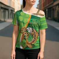 Salmon of Knowledge Ireland Cross Shoulder Shirt Celtic Mythology An Bradan Feasa