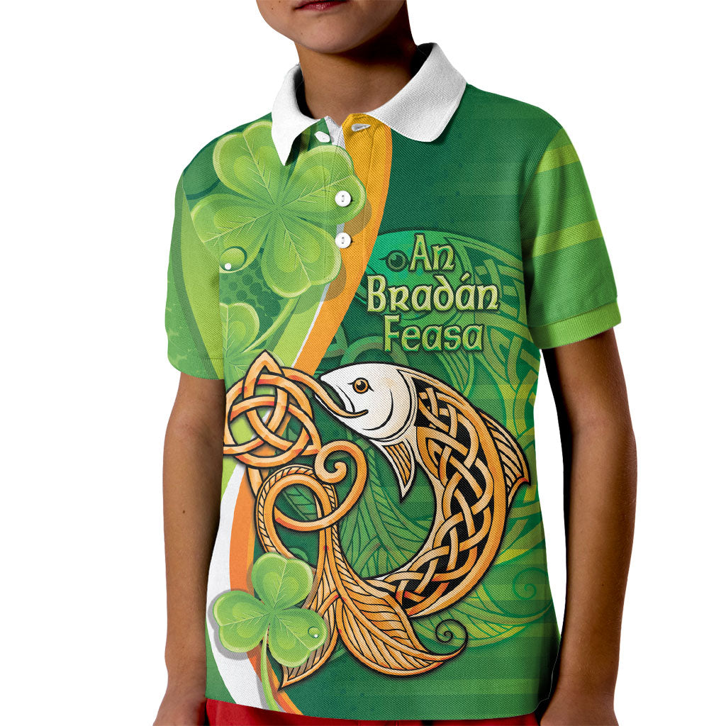 Salmon of Knowledge Ireland Kid Polo Shirt Celtic Mythology An Bradan Feasa