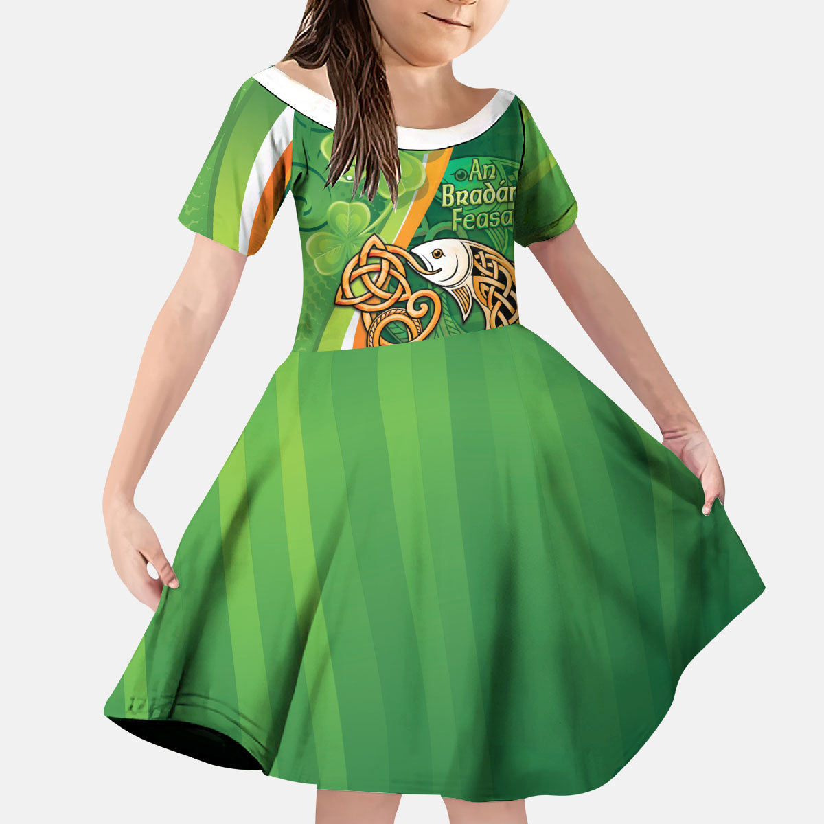 Salmon of Knowledge Ireland Kid Short Sleeve Dress Celtic Mythology An Bradan Feasa