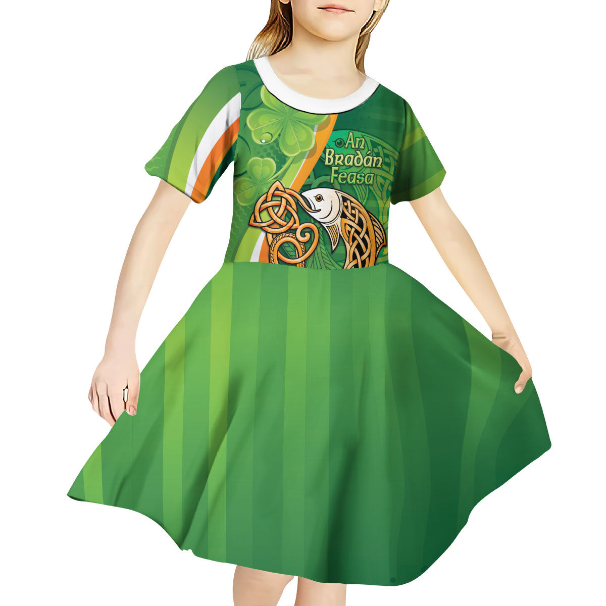 Salmon of Knowledge Ireland Kid Short Sleeve Dress Celtic Mythology An Bradan Feasa