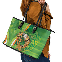 Salmon of Knowledge Ireland Leather Tote Bag Celtic Mythology An Bradan Feasa