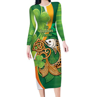 Salmon of Knowledge Ireland Long Sleeve Bodycon Dress Celtic Mythology An Bradan Feasa