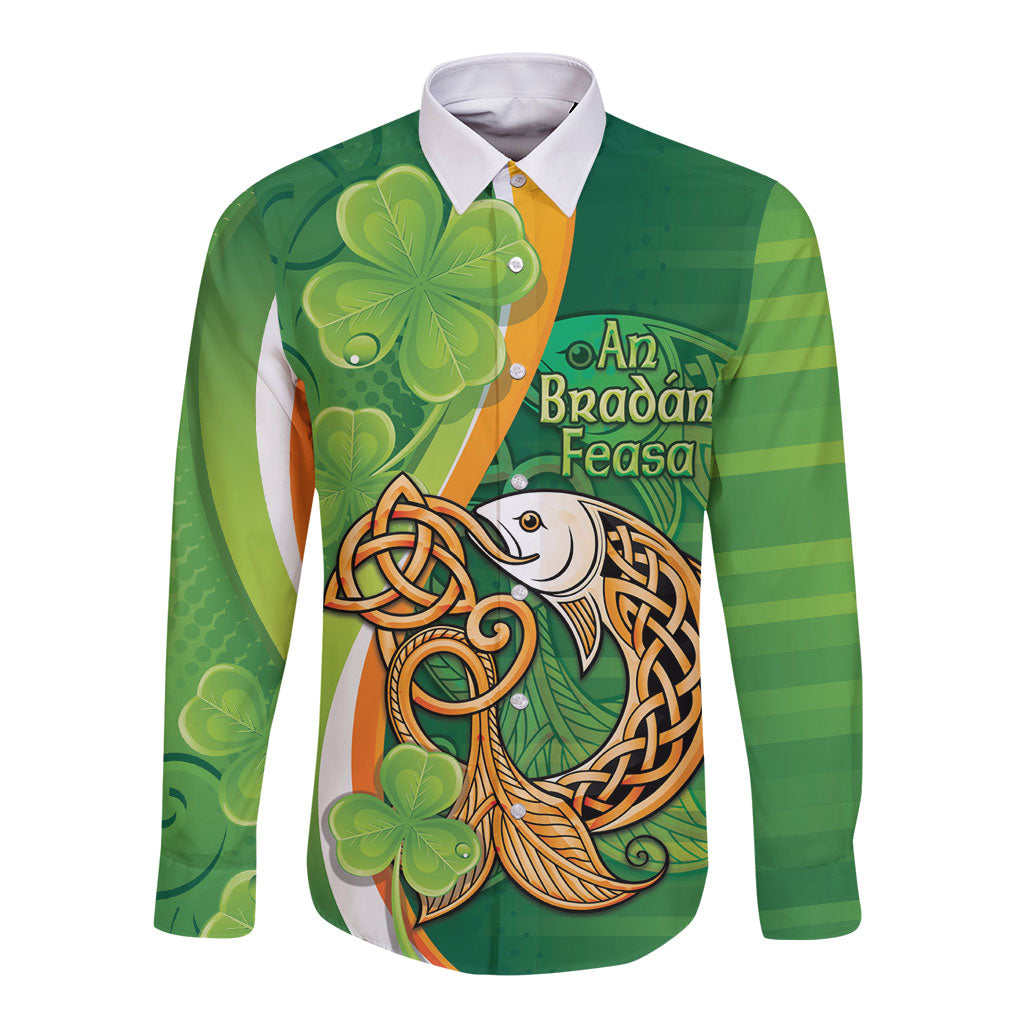 Salmon of Knowledge Ireland Long Sleeve Button Shirt Celtic Mythology An Bradan Feasa