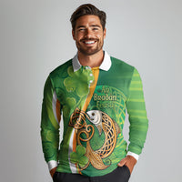 Salmon of Knowledge Ireland Long Sleeve Polo Shirt Celtic Mythology An Bradan Feasa