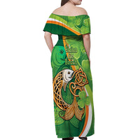 Salmon of Knowledge Ireland Off Shoulder Maxi Dress Celtic Mythology An Bradan Feasa