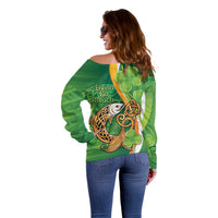 Salmon of Knowledge Ireland Off Shoulder Sweater Celtic Mythology An Bradan Feasa