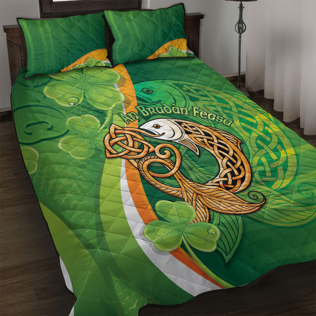Salmon of Knowledge Ireland Quilt Bed Set Celtic Mythology An Bradan Feasa