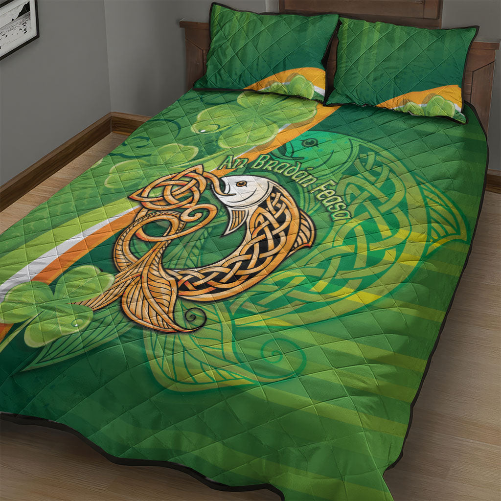 Salmon of Knowledge Ireland Quilt Bed Set Celtic Mythology An Bradan Feasa