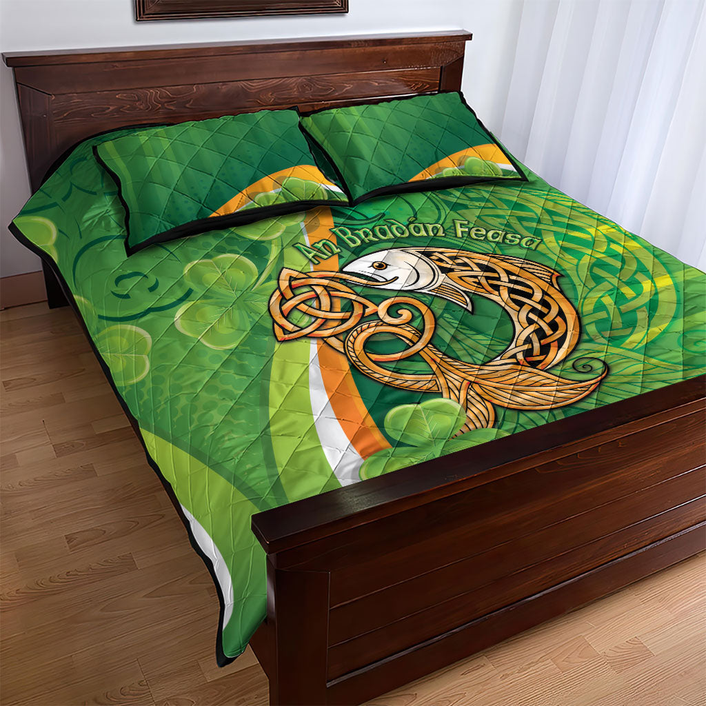 Salmon of Knowledge Ireland Quilt Bed Set Celtic Mythology An Bradan Feasa