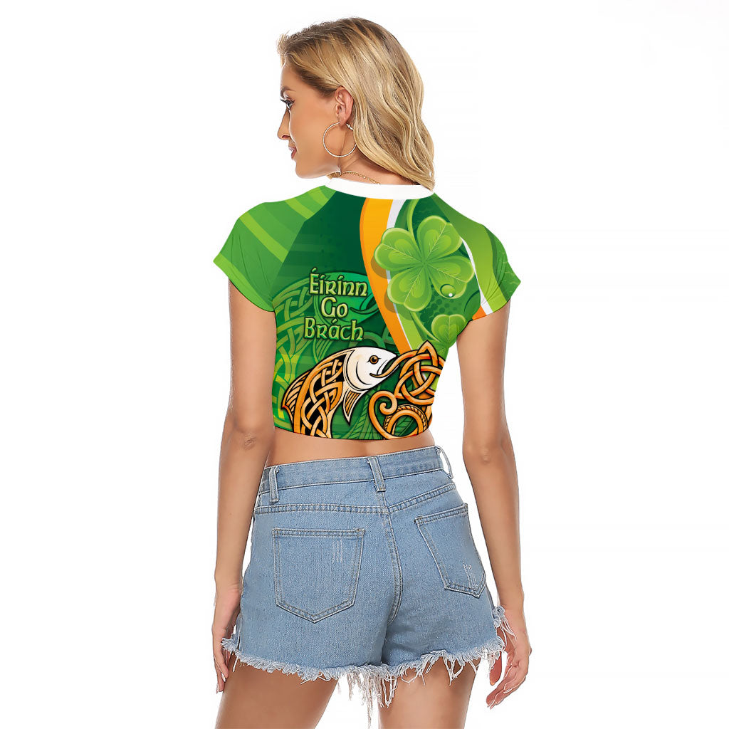 Salmon of Knowledge Ireland Raglan Cropped T Shirt Celtic Mythology An Bradan Feasa