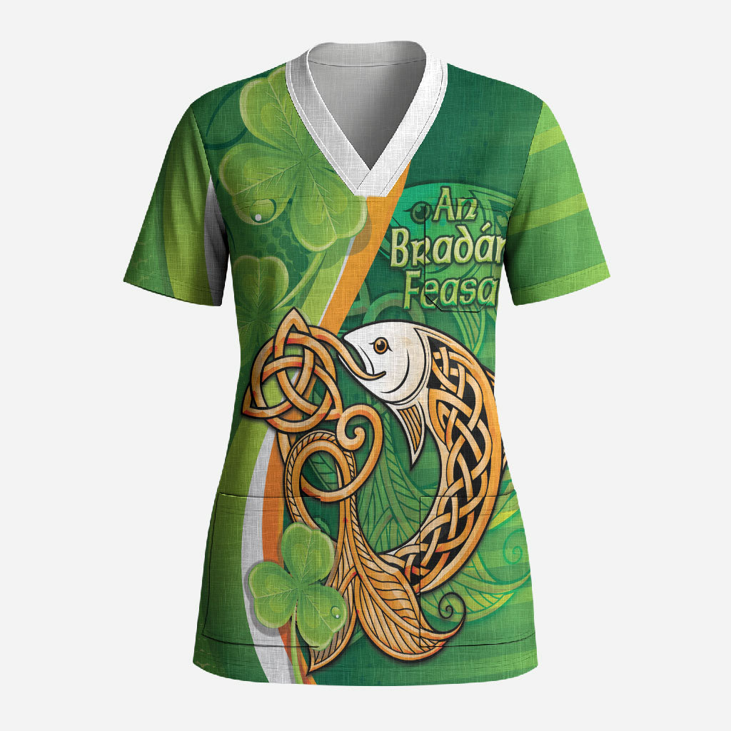 Salmon of Knowledge Ireland Scrub Top Celtic Mythology An Bradan Feasa