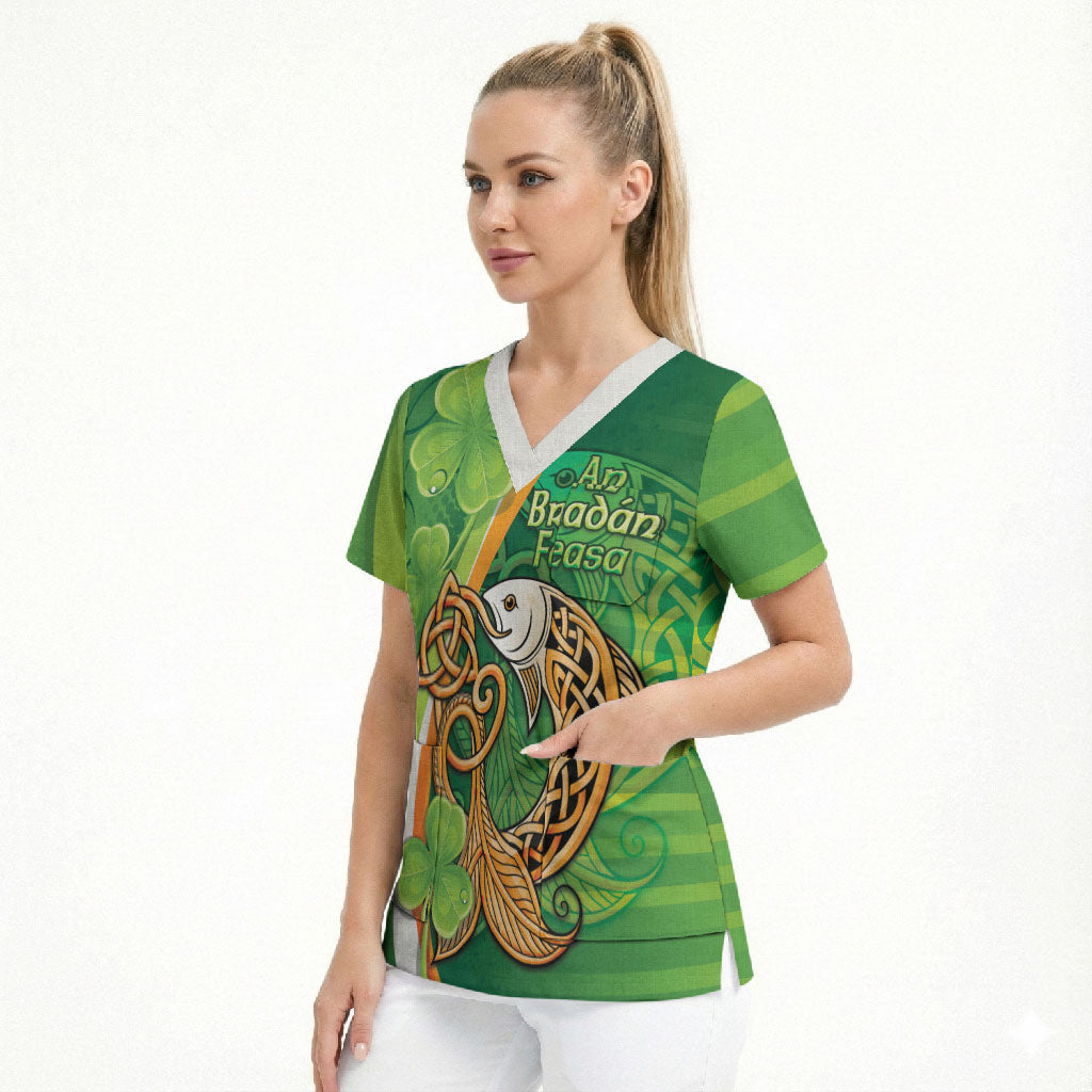 Salmon of Knowledge Ireland Scrub Top Celtic Mythology An Bradan Feasa