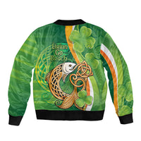 Salmon of Knowledge Ireland Sleeve Zip Bomber Jacket Celtic Mythology An Bradan Feasa