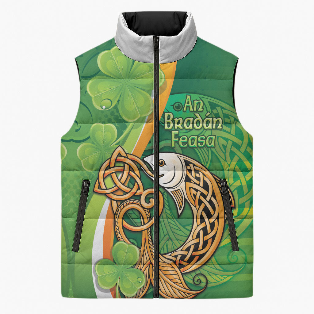 Salmon of Knowledge Ireland Sleeveless Puffer Jacket Celtic Mythology An Bradan Feasa