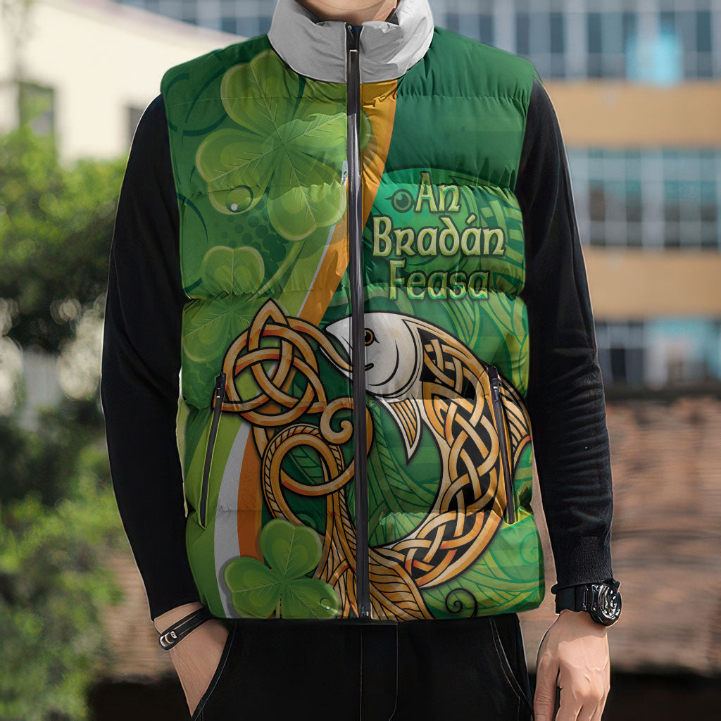 Salmon of Knowledge Ireland Sleeveless Puffer Jacket Celtic Mythology An Bradan Feasa