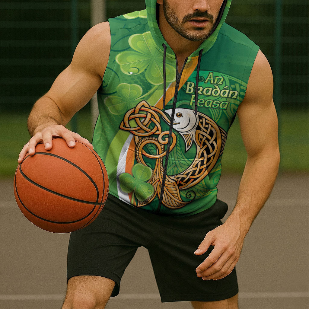 Salmon of Knowledge Ireland Sleeveless Zip Hoodie Celtic Mythology An Bradan Feasa