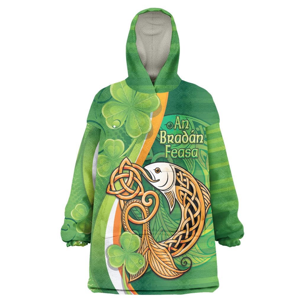 Salmon of Knowledge Ireland Wearable Blanket Hoodie Celtic Mythology An Bradan Feasa