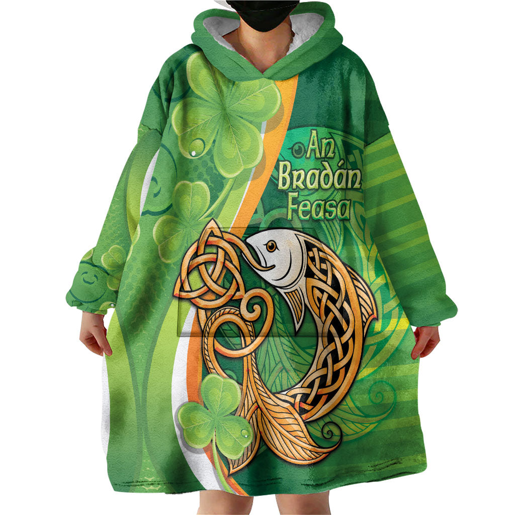 Salmon of Knowledge Ireland Wearable Blanket Hoodie Celtic Mythology An Bradan Feasa