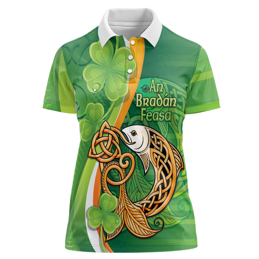 Salmon of Knowledge Ireland Women Polo Shirt Celtic Mythology An Bradan Feasa