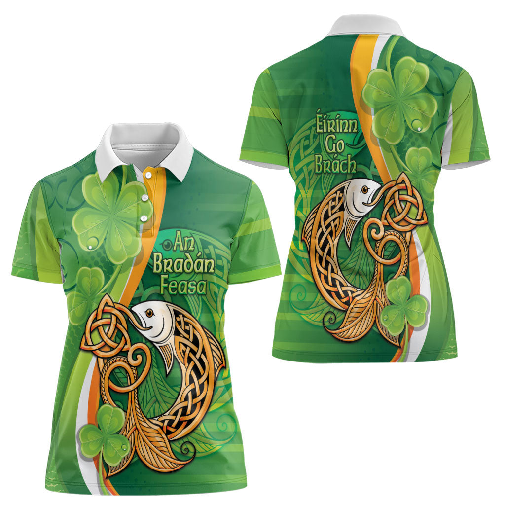 Salmon of Knowledge Ireland Women Polo Shirt Celtic Mythology An Bradan Feasa