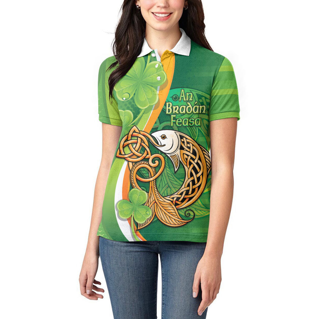 Salmon of Knowledge Ireland Women Polo Shirt Celtic Mythology An Bradan Feasa