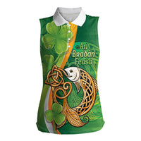 Salmon of Knowledge Ireland Women Sleeveless Polo Shirt Celtic Mythology An Bradan Feasa