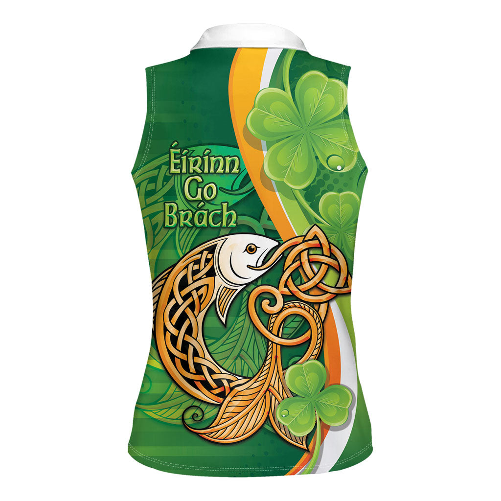 Salmon of Knowledge Ireland Women Sleeveless Polo Shirt Celtic Mythology An Bradan Feasa