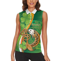 Salmon of Knowledge Ireland Women Sleeveless Polo Shirt Celtic Mythology An Bradan Feasa