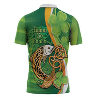 Salmon of Knowledge Ireland Zipper Polo Shirt Celtic Mythology An Bradan Feasa