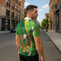 Salmon of Knowledge Ireland Zipper Polo Shirt Celtic Mythology An Bradan Feasa