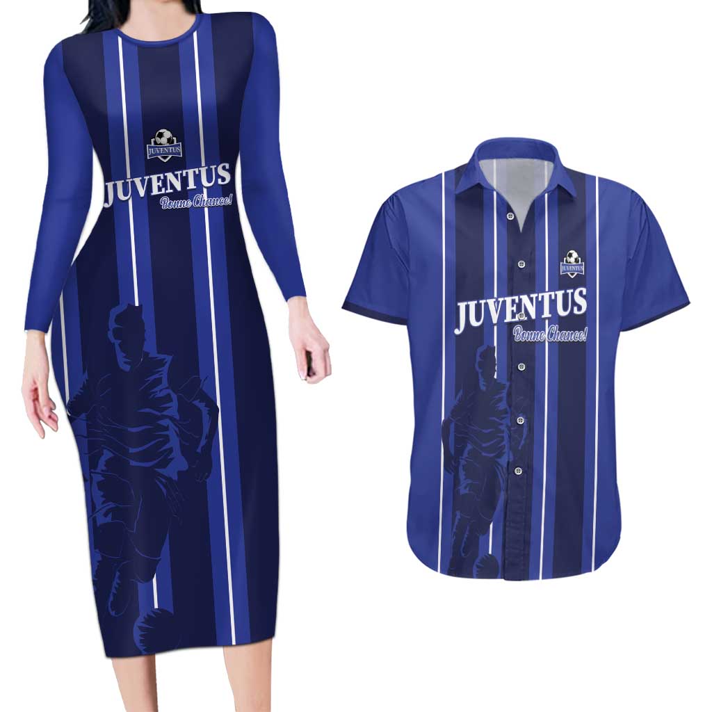 Solo Haiti Football Custom Couples Matching Long Sleeve Bodycon Dress and Hawaiian Shirt Bonne Chance Les Cayes - Wonder Print Shop