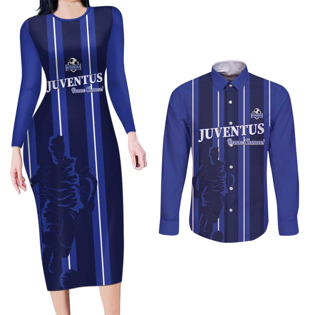 Solo Haiti Football Custom Couples Matching Long Sleeve Bodycon Dress and Long Sleeve Button Shirt Bonne Chance Les Cayes - Wonder Print Shop