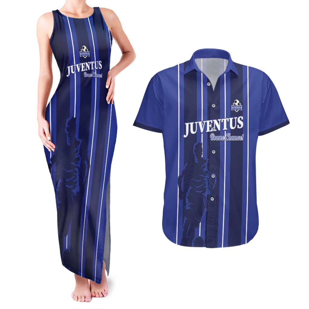 Solo Haiti Football Custom Couples Matching Tank Maxi Dress and Hawaiian Shirt Bonne Chance Les Cayes - Wonder Print Shop