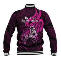 Polynesia Breast Cancer Awareness Baseball Jacket Think Pink Polynesian Ribbon Black Version - Wonder Print Shop