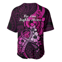 Polynesia Breast Cancer Awareness Baseball Jersey Think Pink Polynesian Ribbon Black Version - Wonder Print Shop