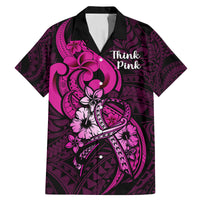 Polynesia Breast Cancer Awareness Family Matching Mermaid Dress and Hawaiian Shirt Think Pink Polynesian Ribbon Black Version - Wonder Print Shop